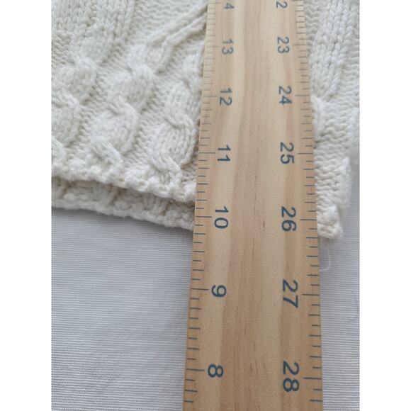 Vintage L.L. Bean Sweater Women's Med Ivory Wool Fisherman Cream Cable Knit USA - Picture 5 of 11